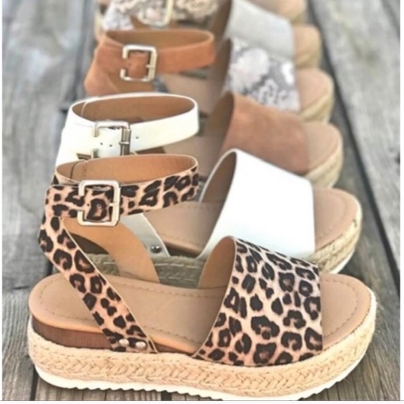 Snake Print Espadrilles Platform Sandals Platform - Picture 4 of 7